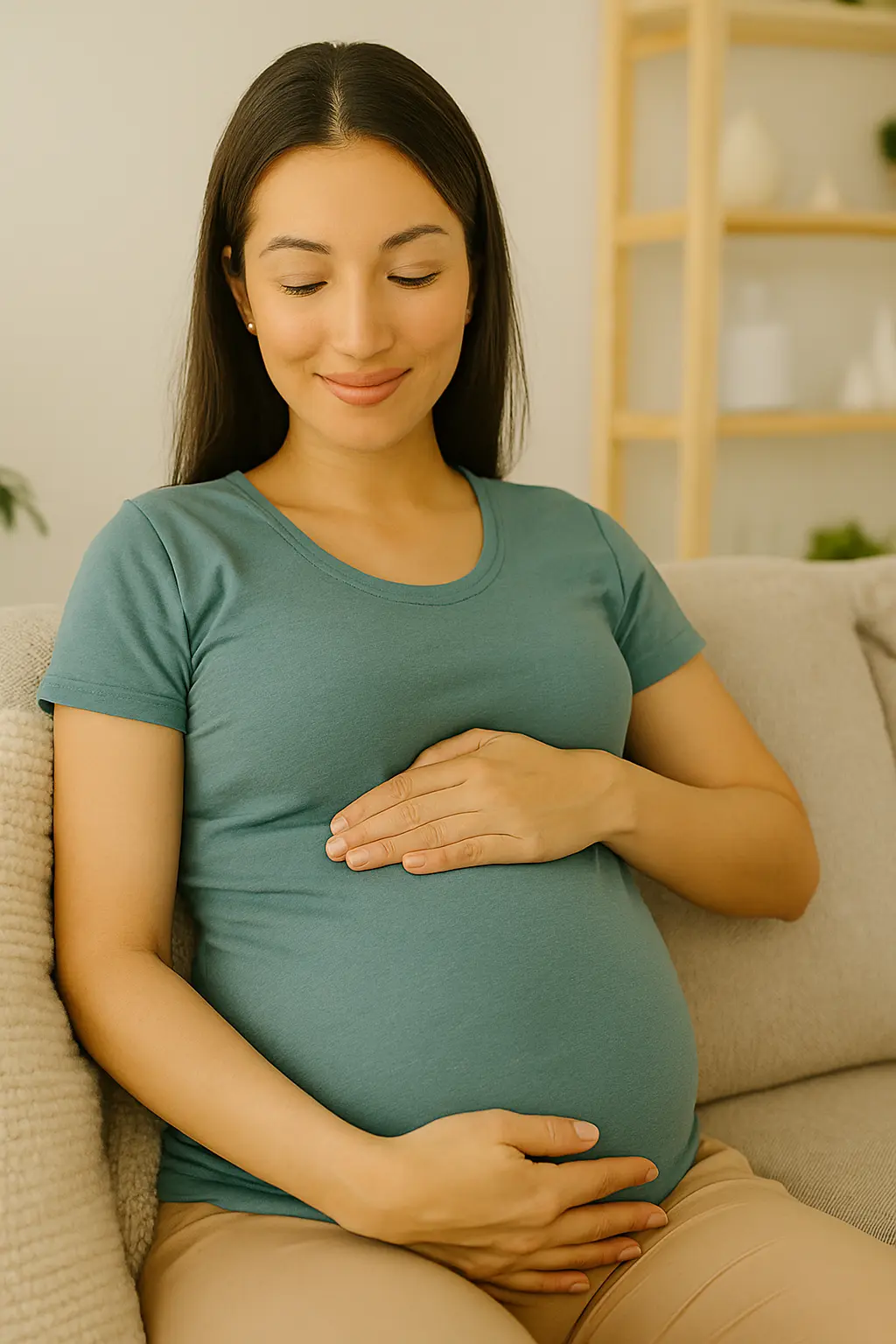 pregnant woman gently holding belly pregnancy wowmama